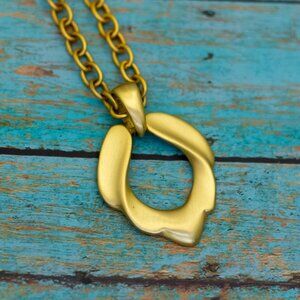 36 inch, Vintage Gold Tone Oval Pendant Elegant Necklace by Express - P29